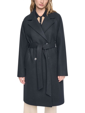 dkny παλτο σταυρωτο αποσπωμενη ζωνη τσεπες μαυρο