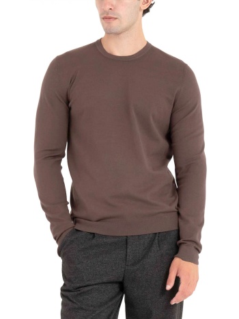hugo πλεκτο crew neck san cody-cv logo καφε