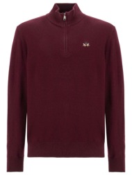 la martina πλεκτο half-zip logo μπορντω