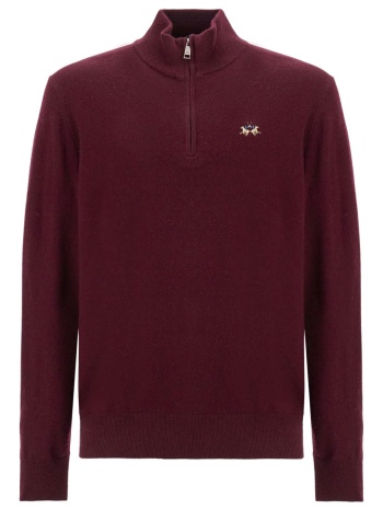 la martina πλεκτο half-zip logo μπορντω