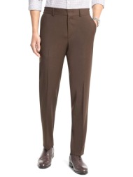 michael kors παντελονι chino flannel pleated elastic καφε