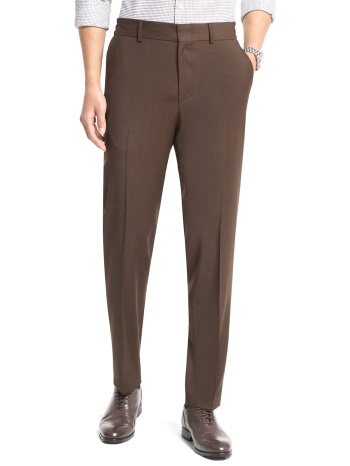 michael kors παντελονι chino flannel pleated elastic καφε