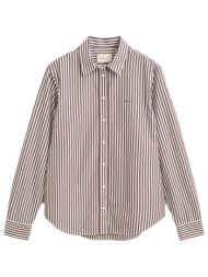 gant πουκαμισο regural fit classic poplin stripped shirt ριγε καφε-λευκο