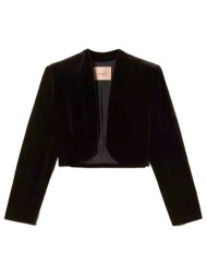 twinset σακακι cropped με οψη βελουδο μαυρο