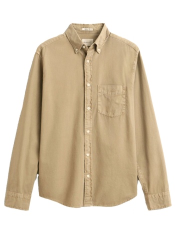 gant πουκαμισο regular gmnt dyed twill shirt μπεζ