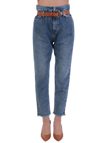 liu-jo παντελονι jeans high waist σουρα μεση ζωνη μεταλικη σε προσφορά