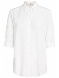 tommy hilfiger πουκαμισο regular shirt μεταλλικο logo λευκο