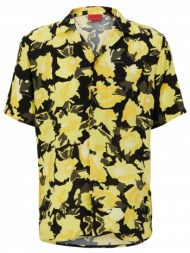 hugo πουκαμισο straight fit floral ellino κιτρινο-μαυρο-χακι