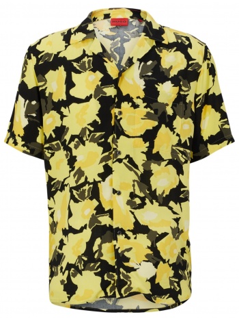 hugo πουκαμισο straight fit floral ellino κιτρινο-μαυρο-χακι σε προσφορά
