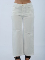 armani jeans παντελονι jeans φαρδυ cropped λευκο