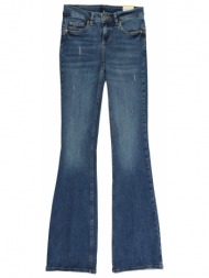 liu-jo παντελονι jeans bottom up regular waist καμπανα φθορες μπλε