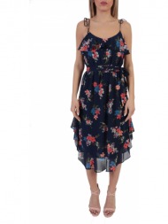 michael kors φορεμα τιραντα εμπριμε βολαν μπλε