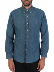 ralph lauren πουκαμισο button down custom fit core replen jeans bsr μπλε