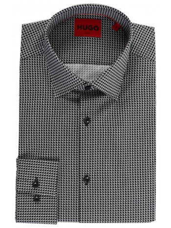 hugo πουκαμισο μικροσχεδιο slim fit kenno μαυρο-λευκο σε προσφορά