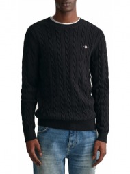 gant πλεκτο cotton cable c-neck μαυρο