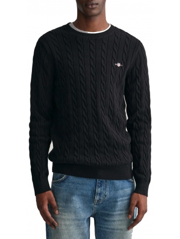 gant πλεκτο cotton cable c-neck μαυρο