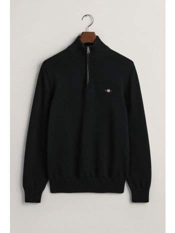 gant πλεκτο casual half zip μαυρο
