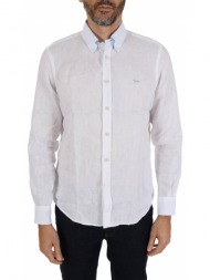 harmont & blaine πουκαμισο λινο button down regular fit λευκο
