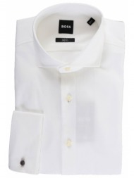 boss πουκαμισο μανικετοκουμπο slim fit stretch h-hank-spread-dc-212 λευκο