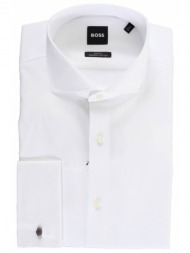 boss πουκαμισο μανικετοκουμπο μικροσχεδιο slif fit h-hank-spread-dc-214 λευκο