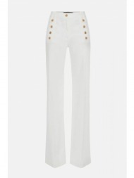 elisabetta franchi παντελονα jeans ψηλομεση κουμπια logo λευκο