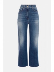 elisabetta franchi παντελονα jeans crop ψηλομεση logo τσεπη μπλε