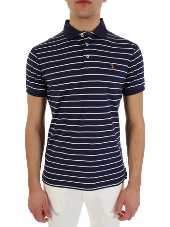 ralph lauren polo ριγε custom slim fit logo μπλε-λευκο σε προσφορά