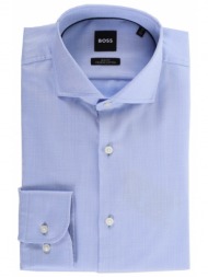 boss πουκαμισο mικροσχεδιο slim fit organic cotton h-hank-spread-c1-222 σιελ