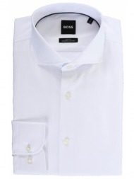boss πουκαμισο μικροσχεδιο slim fit organic cotton h-hank-spread-c1-222 λευκο