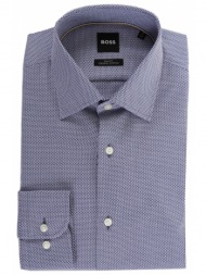 boss πουκαμισο μικροσχεδιο slim fit organic cotton h-hank-kent-c1-214 μπλε