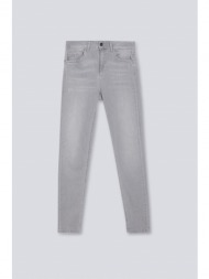 liu -jo better παντελονι jeans skinny fit logo στρας τσεπη γκρι