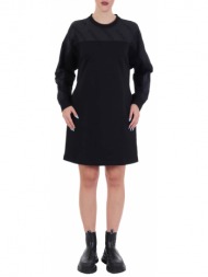 karl lagerfeld φορεμα logo poplin sleeve sweatdress μαυρο