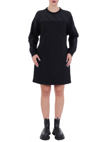 karl lagerfeld φορεμα logo poplin sleeve sweatdress μαυρο σε προσφορά