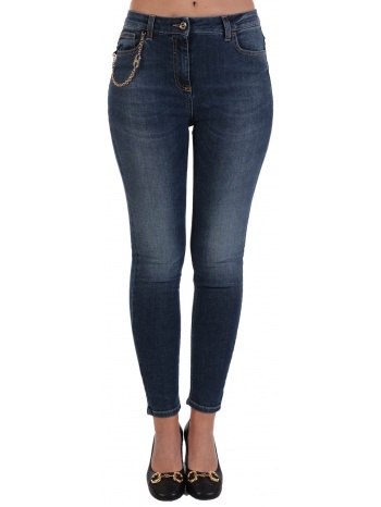 elisabetta franchi παντελονι jeans skinny αλυσιδα τσεπη μπλε σε προσφορά