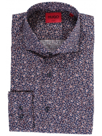 hugo πουκαμισο kason slim fit floral καφε-μπλε σε προσφορά