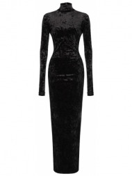 pinko φορεμα axel maxi ανοιγμα πλατη logo velvet μαυρο