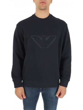 emporio armani φουτερ crewneck logo μπλε σε προσφορά