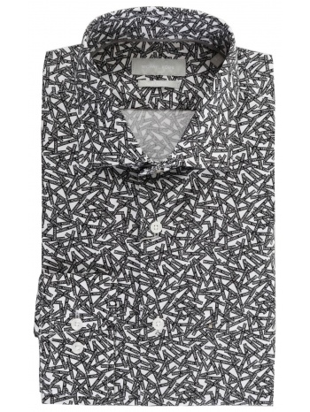 michael kors πουκαμισο logo banners slim fit μαυρο-λευκο σε προσφορά