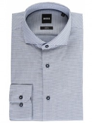 boss πουκαμισο slim fit stretch μικροσχεδιο h-hank-spread-c5-233 σιελ