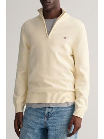 gant πλεκτο casual half zip κρεμ