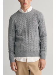 gant πλεκτο cotton cable c-neck γκρι