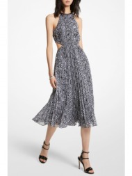 michael kors φορεμα παρτοι ωμοι αλυσιδα πλισε λευκο/μαυρο