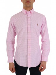 ralph lauren πουκαμισο kaρω button down custom fit ροζ