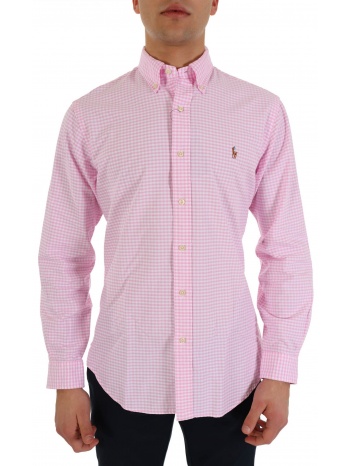 ralph lauren πουκαμισο kaρω button down custom fit ροζ σε προσφορά