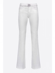 pinko παντελονι jeans flora flair ζωνη λευκο
