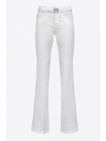 pinko παντελονι jeans flora flair ζωνη λευκο σε προσφορά