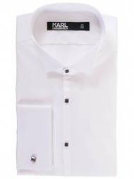 karl lagerfeld πουκαμισο σπαστος γιακας μανικετοκουμπο easy care λευκο