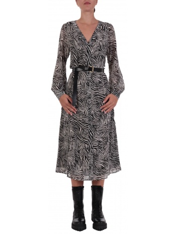 michael kors φορεμα midi σεμιζιε ζωνη animal print μαυρο σε προσφορά