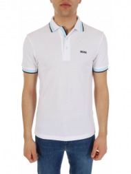 boss athleisure polo paddy regular fit λευκο