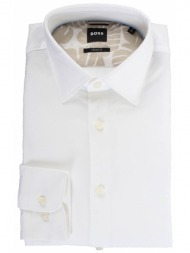 boss πουκαμισο λινο casual fit c-hal-kent-c4-232 λευκο